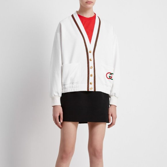 Gucci GG Technical Jersey Cardigan in White NEW W TAGS - Picture 5 of 10